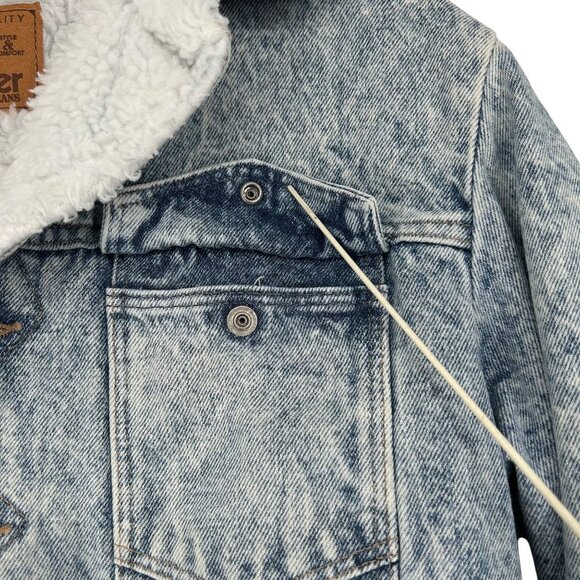 Vintage 80s Wrangler Trucker Jean Jacket Acid Snow Wash Sherpa Western Outlaw M - Picture 4 of 16